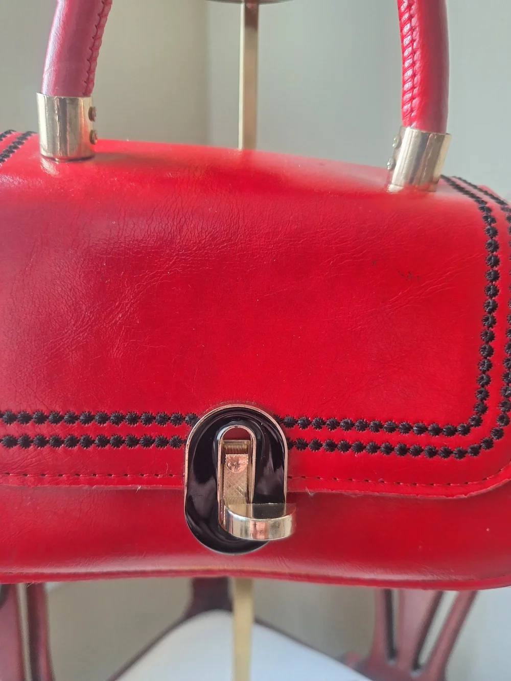 Red Vegan Leather Top-Handle Women's Handbag